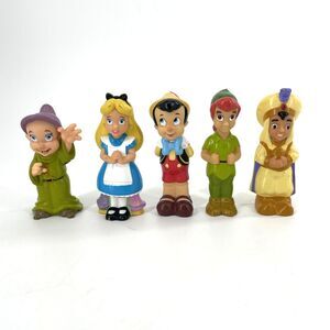 Disney Bath Squeeze Toys Lot of 5 Vinyl Pinocchio Aladdin Alice Peter Pan Dopey
